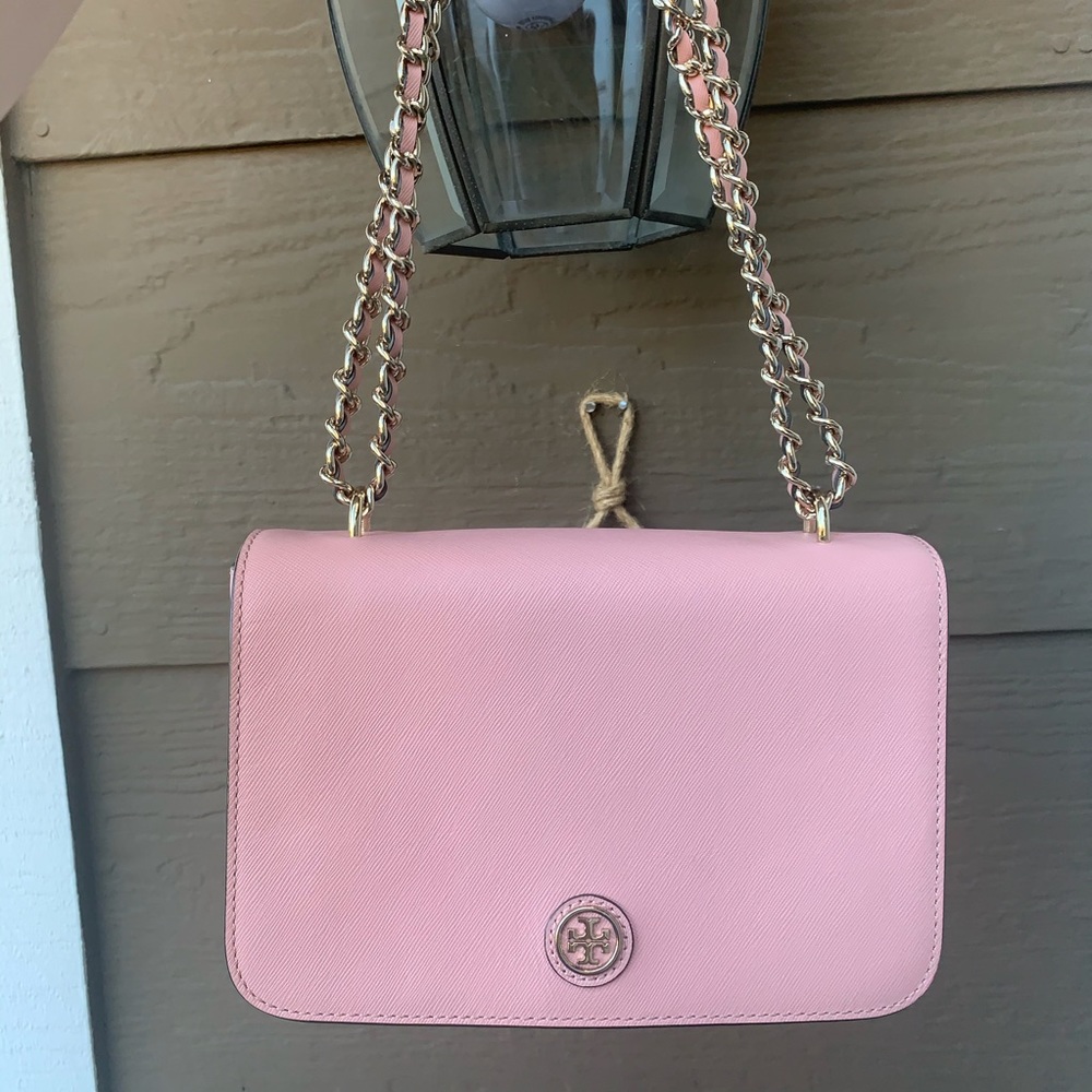 New Tory Burch Saffiano Leather “Channel”Chain Bag